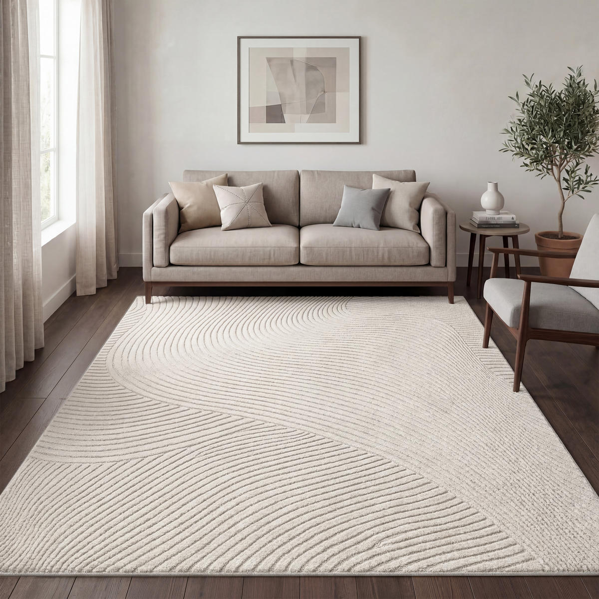 KURZFLORTEPPICH 120/160 cm Aura 704 - Creme, Textil (120/160cm) - Paco Home