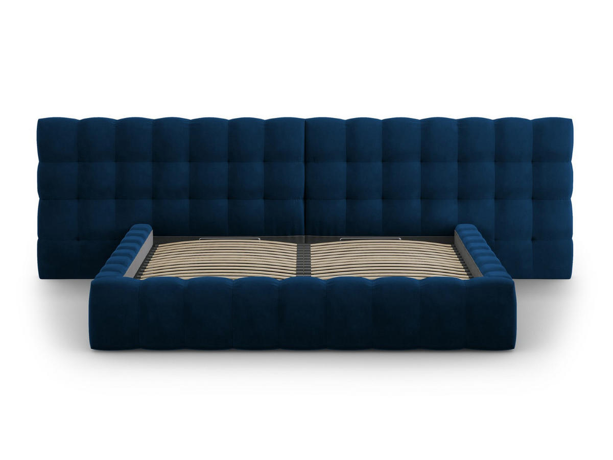 BETT mit Bettkasten und Doppelkopfteil Mamaia aus Samt königsblau 200x200cm - Blau, Textil (200/200cm) - Micadoni