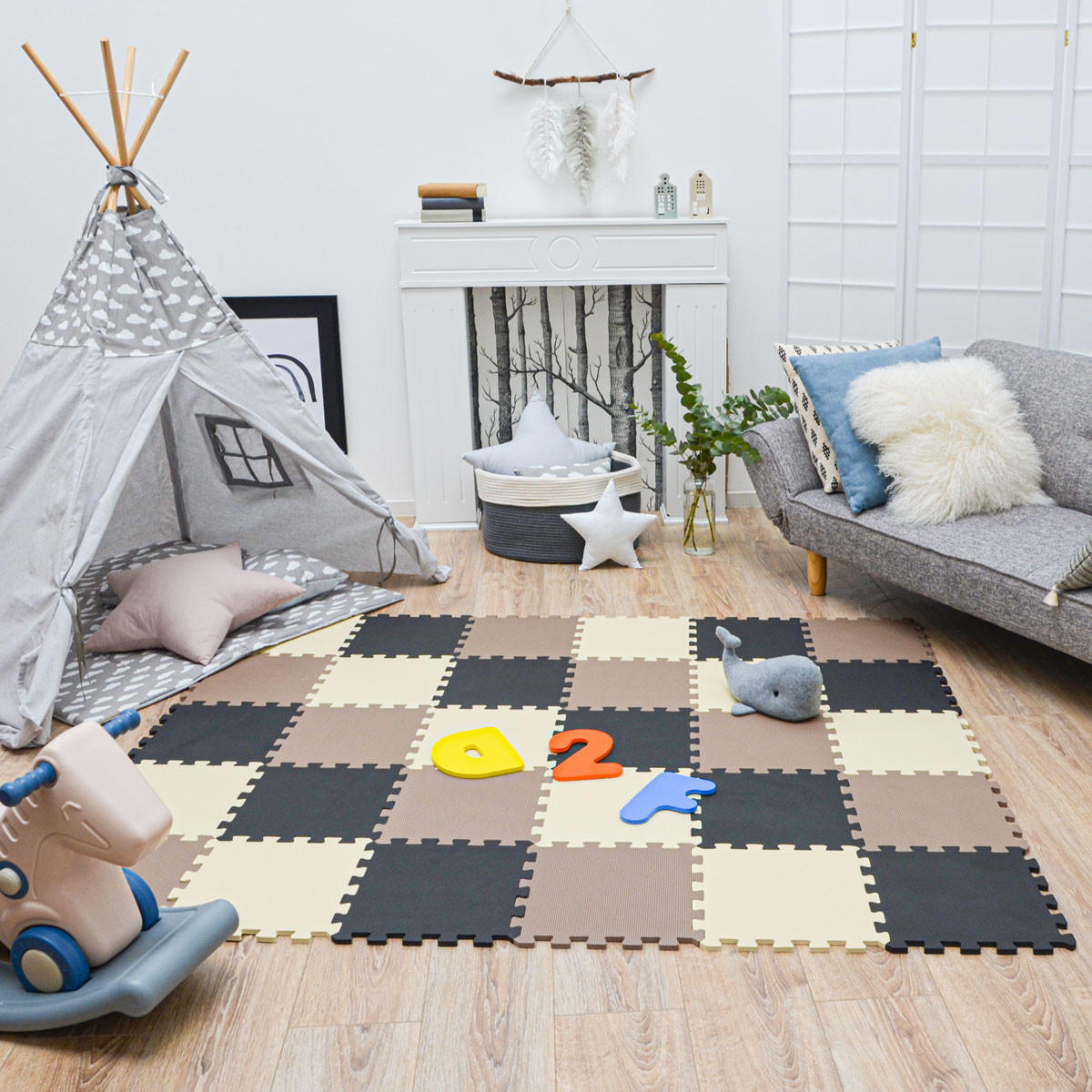 SPIELMATTE ab Null - 270/90 cm Puzzlematte Beige - Multicolor, Kunststoff (30/30cm) - Littletom