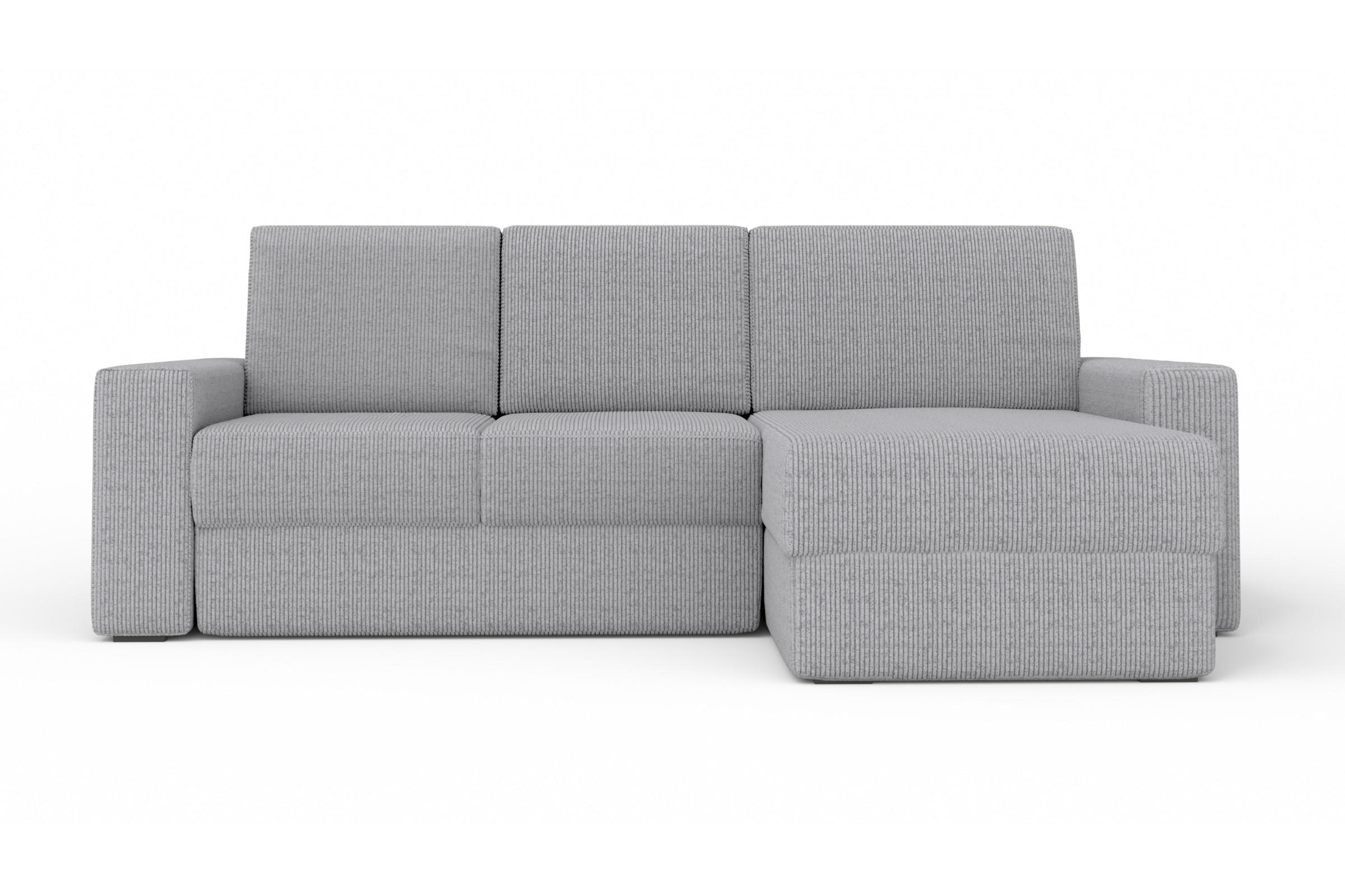 ECKSOFA TOCO L 240x145 cm in Cord Hellgrau rechts - Hellgrau, Holz/Holzwerkstoff (240/145cm) - Deine Möbel 24