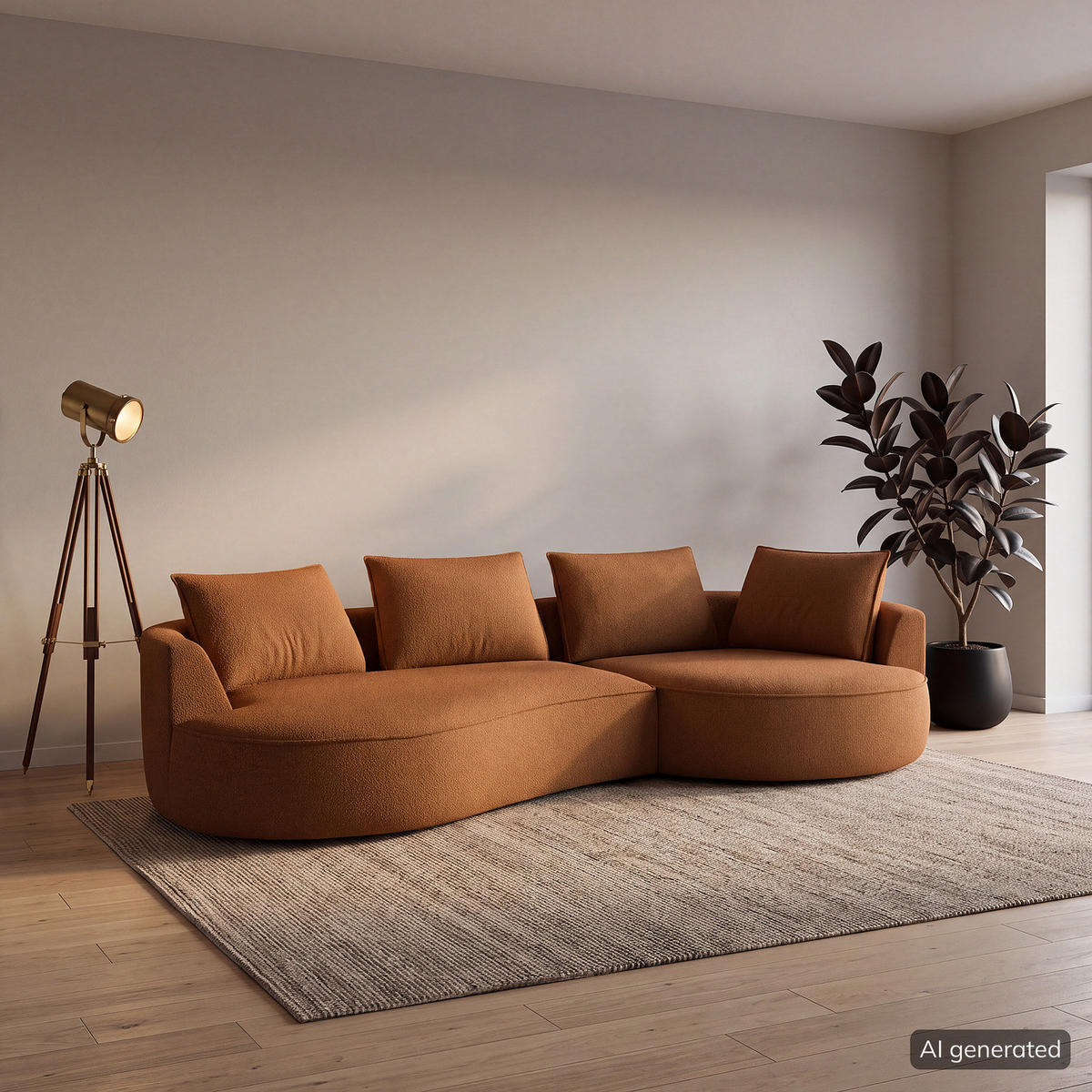 BIGSOFA - Beige/Schwarz, Kunststoff/Textil (322/82/154cm) - home24