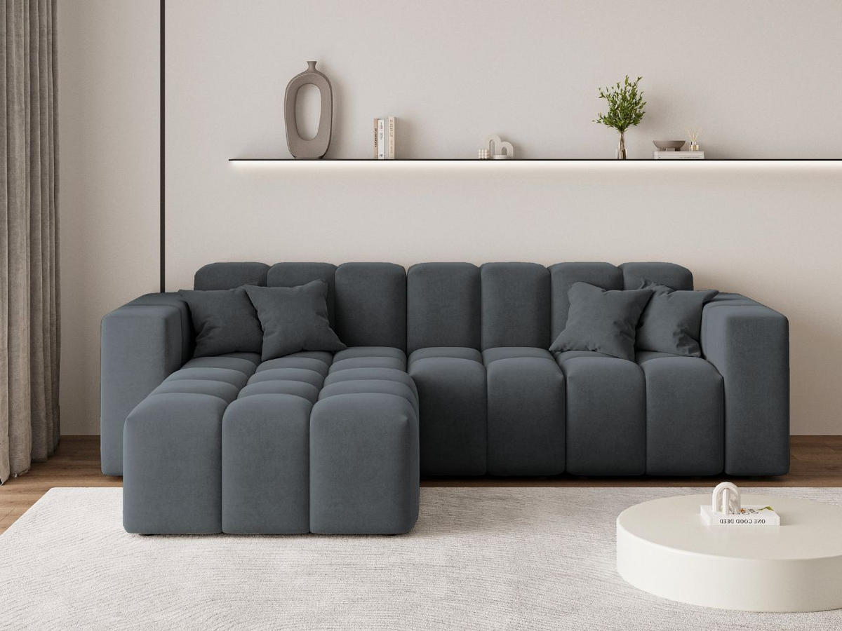 ECKSOFA Loppo Dunkelgrau Links - Dunkelgrau, Holz/Textil (265/180cm) - Graingold