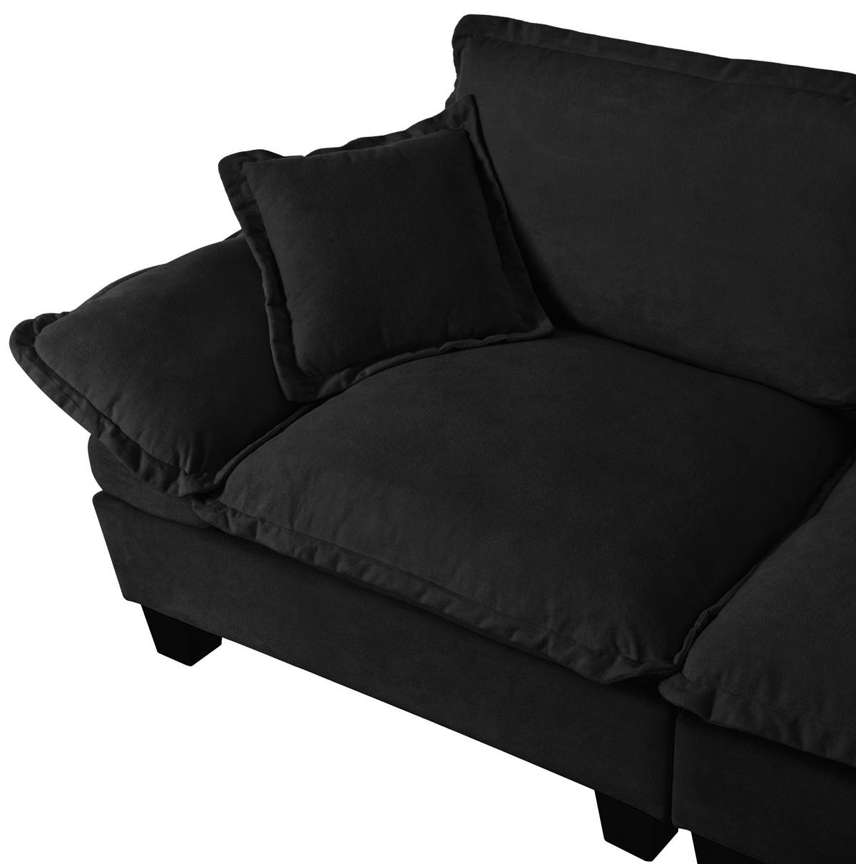 SOFA 3-Sitzer Modulsofa 263 x 82 x 90 cm Chenille Schwarz - Schwarz, Holzwerkstoff (82/90/263cm) - Meubliv