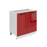 KÜCHENUNTERSCHRANK 80 cm SD ohne Arbeitsplatte, 2 Türen, Rot Hochglanz - Rot, Holz (80/82/51.6cm) - B BELINI GROUP