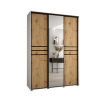 SCHWEBETÜRENSCHRANK 235,2/180/60 3-türig - Schwarz/Eiche Artisan, Holz/Metall (180/235/60cm) - Abiks Möbel