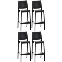 BARHOCKER 4er Set Kunststoff schwarz - Schwarz, Kunststoff (45/105/51cm) - CLP