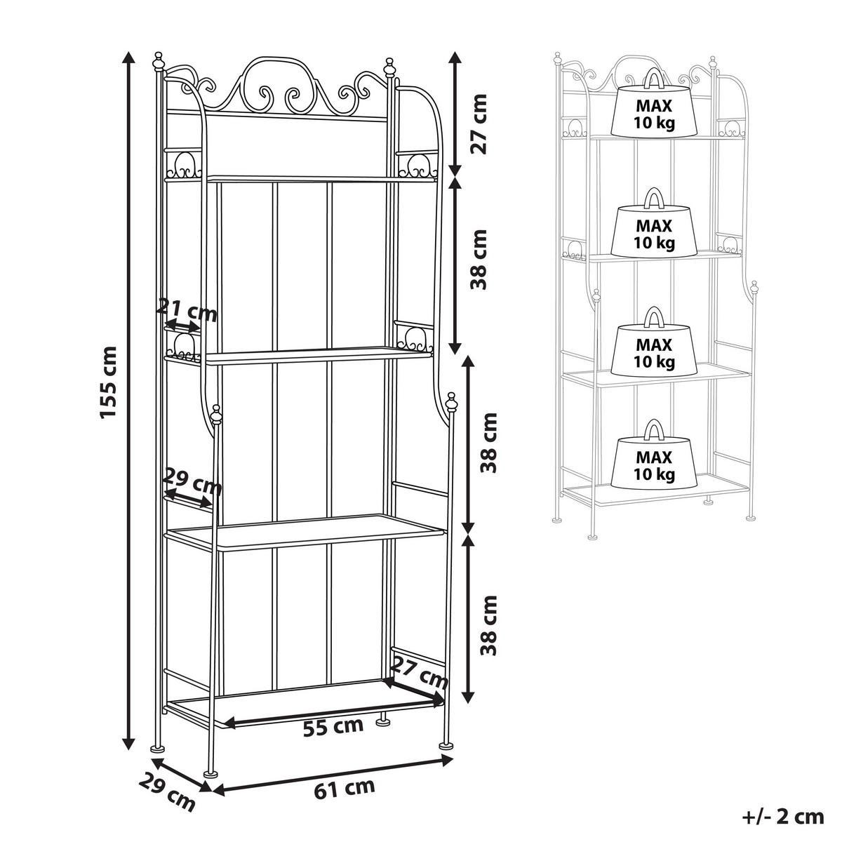 GARTENREGAL schwarz Metall 4 Ablageflächen klappbar Isernia - Goldfarben/Schwarz, Metall (61/155/29cm) - Beliani