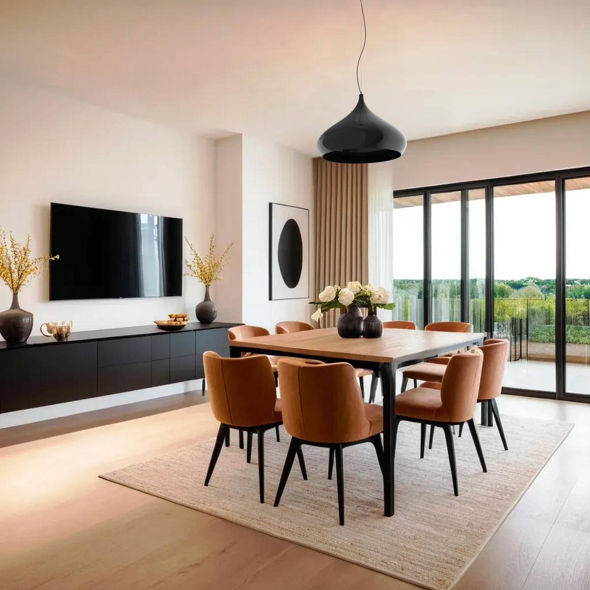 HÄNGELEUCHTE - Schwarz Hochglanz, Metall (60/60/55cm) - Lumicom