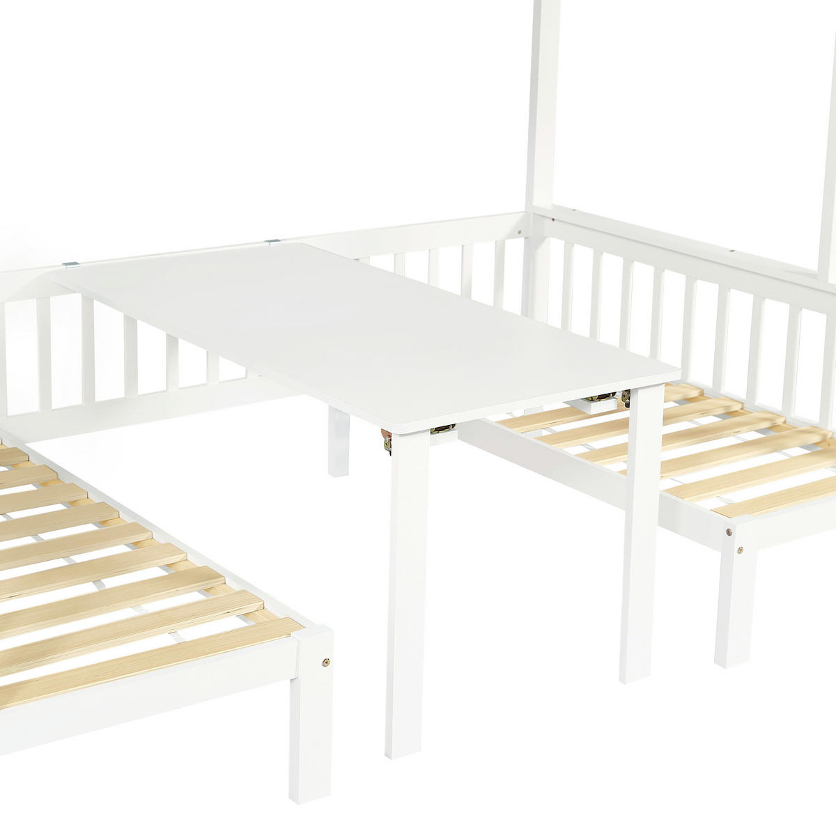 ETAGENBETT 90/200 cm & 120/200 cm in Weiß mit Stauraumtreppe, Tisch und Sicherheitsgeländer - Weiß, Holz/Holzwerkstoff (90/200cm) - CHICFURN