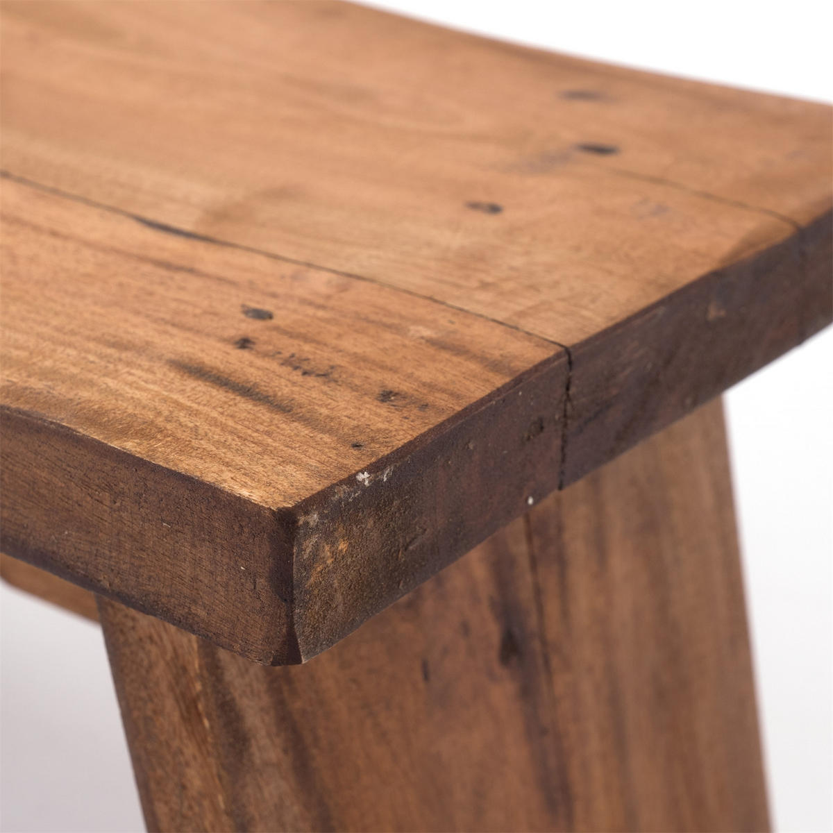 FUSSHOCKER SCHEMEL Recyclingholz massiv 08 honigfarben gewachst - Honig, Holz (29/18/19cm) - DESIGN DELIGHTS