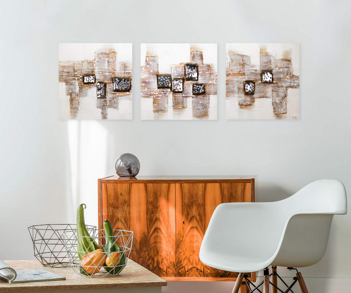 LEINWANDBILD 3-TEILIG Braun 150/50 cm - Braun, Textil (150/50cm) - KUNSTLOFT
