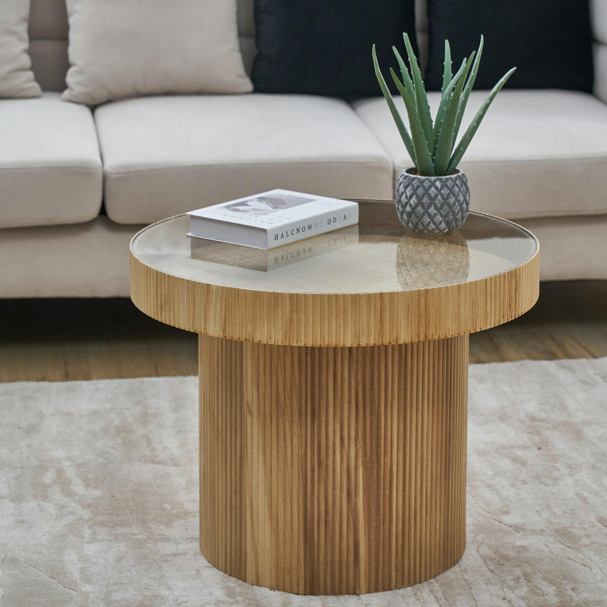 BEISTELLTISCH Miguel mit Glas - Braun, Holz (59/59/45cm) - SVITA