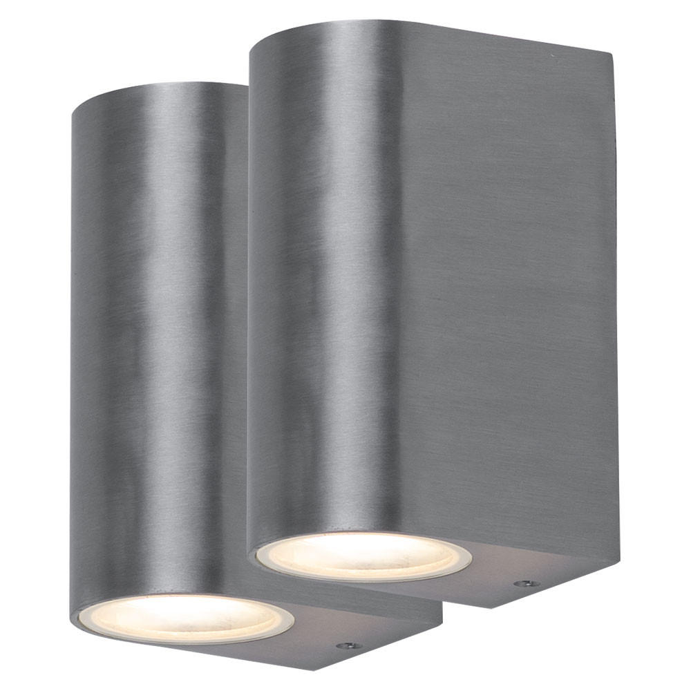LED AUSSEN-WANDLEUCHTE Silber gebürstet 2er Set - Silberfarben, Glas (7/15.1/10cm)
