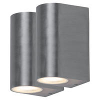 LED AUSSEN-WANDLEUCHTE Silber gebürstet 2er Set - Silberfarben, Glas (7/15.1/10cm)