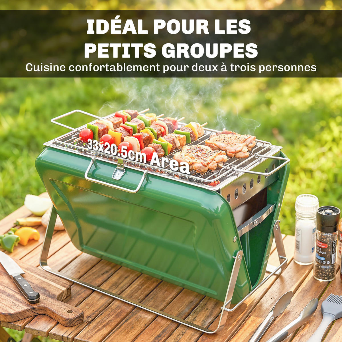 HOLZKOHLEGRILL DE-18272 Grün - Grün, Metall (28/25.5/40cm) - ComfortXL
