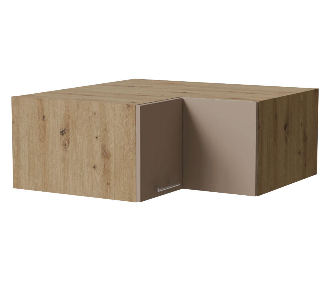 ECKAUFSATZSCHRANK Brerra W14/90/36 Eiche Artisan / RAL 1019 graubeige Matt 90 / 90 / 36cm - Graubraun/Eiche Artisan, Holz/Holzwerkstoff (90/36/90cm) - Feldmann-Wohnen