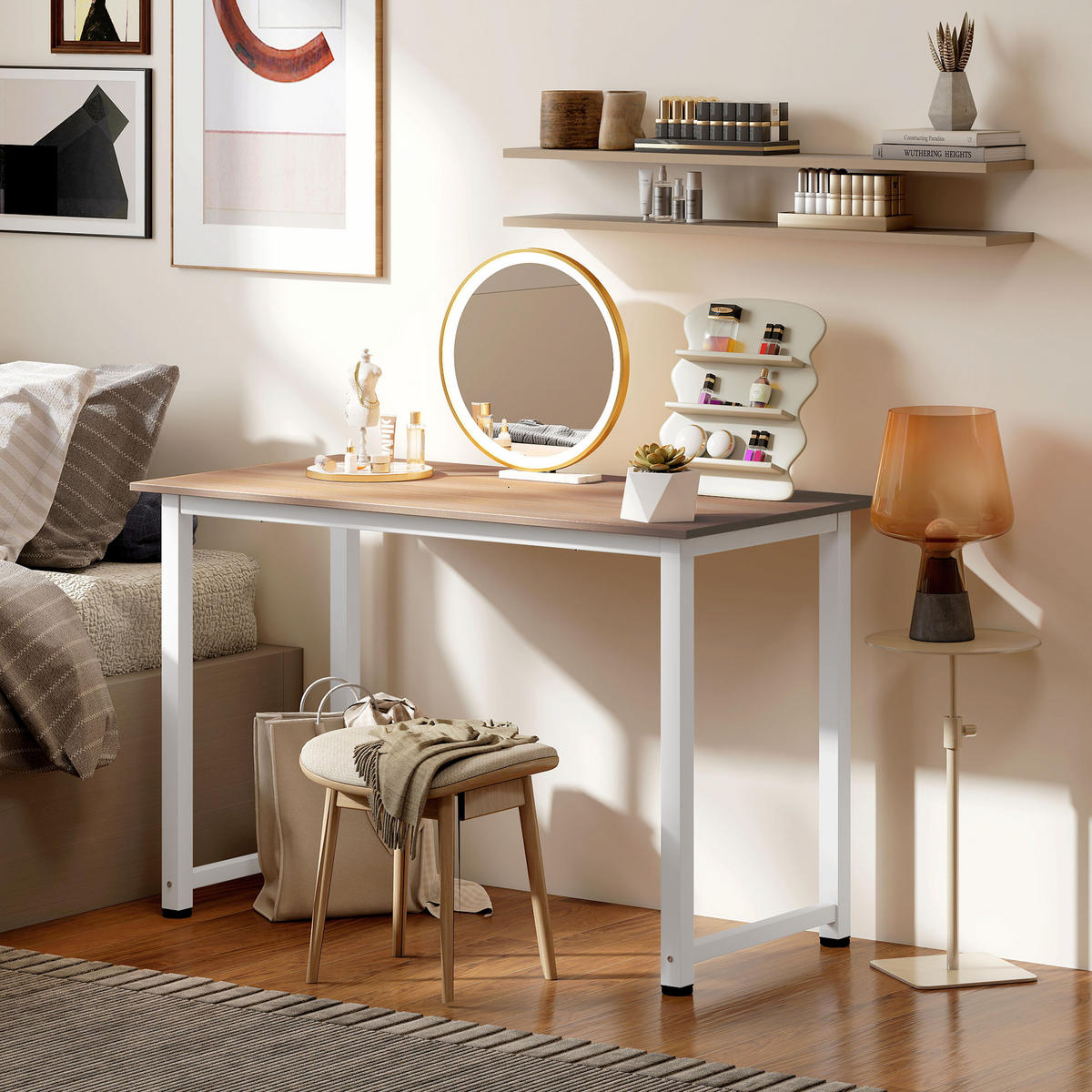 BÜROTISCH Eiche und Weiß 1 Stück - Multicolor, Holzwerkstoff (153/51/76cm) - GiPP