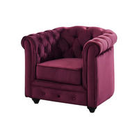 SESSEL - Samt - Pflaumenfarben - CHESTERFIELD - Bordeaux, Textil (85/72/78cm) - Vente-Unique