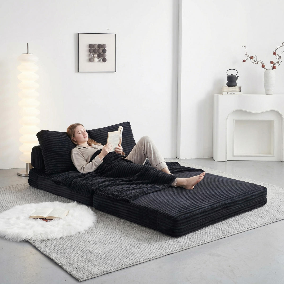 2-SITZER SCHLAFSOFA Stoff Schwarz mit Schlaffunktion - Schwarz, Textil (140/85/100cm) - WISHDOR