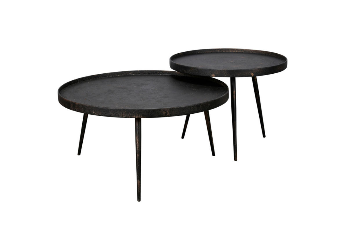 COUCHTISCH-SET MAURI Schwarz Metall - Schwarz, Metall (76/76/40cm) - KAWOLA
