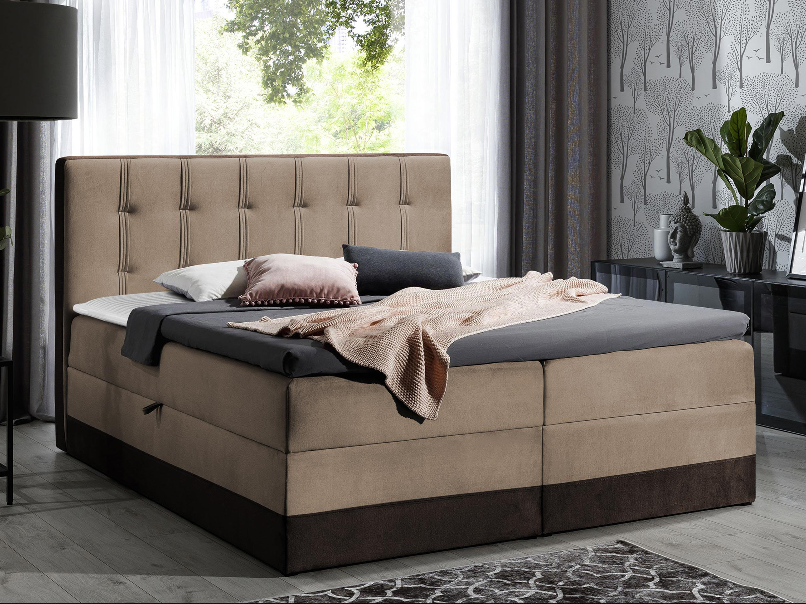 BOXBETT Royal - Hellbraun/Braun, Holz (200/200cm) - MIRJAN24