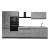 KUCHYŇSKÝ KOUT R-Line, Beton/Antracit, 340 cm pracovná doska Mramor - šedá/antracitová, kompozitní dřevo (340/206.8/60cm) - Vicco