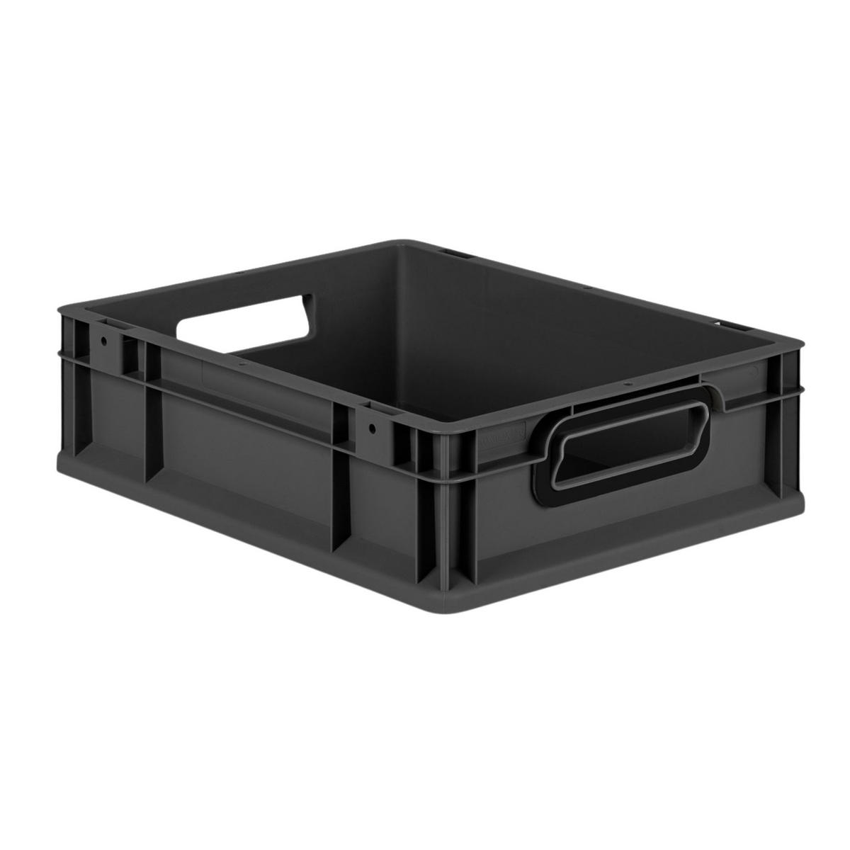 EUROBOX NextGen Color 12x30x40 cm 11 Liter Griffe schwarz offen, Schwarz - Anthrazit/Schwarz, Kunststoff (30/12/40cm) - PROREGAL