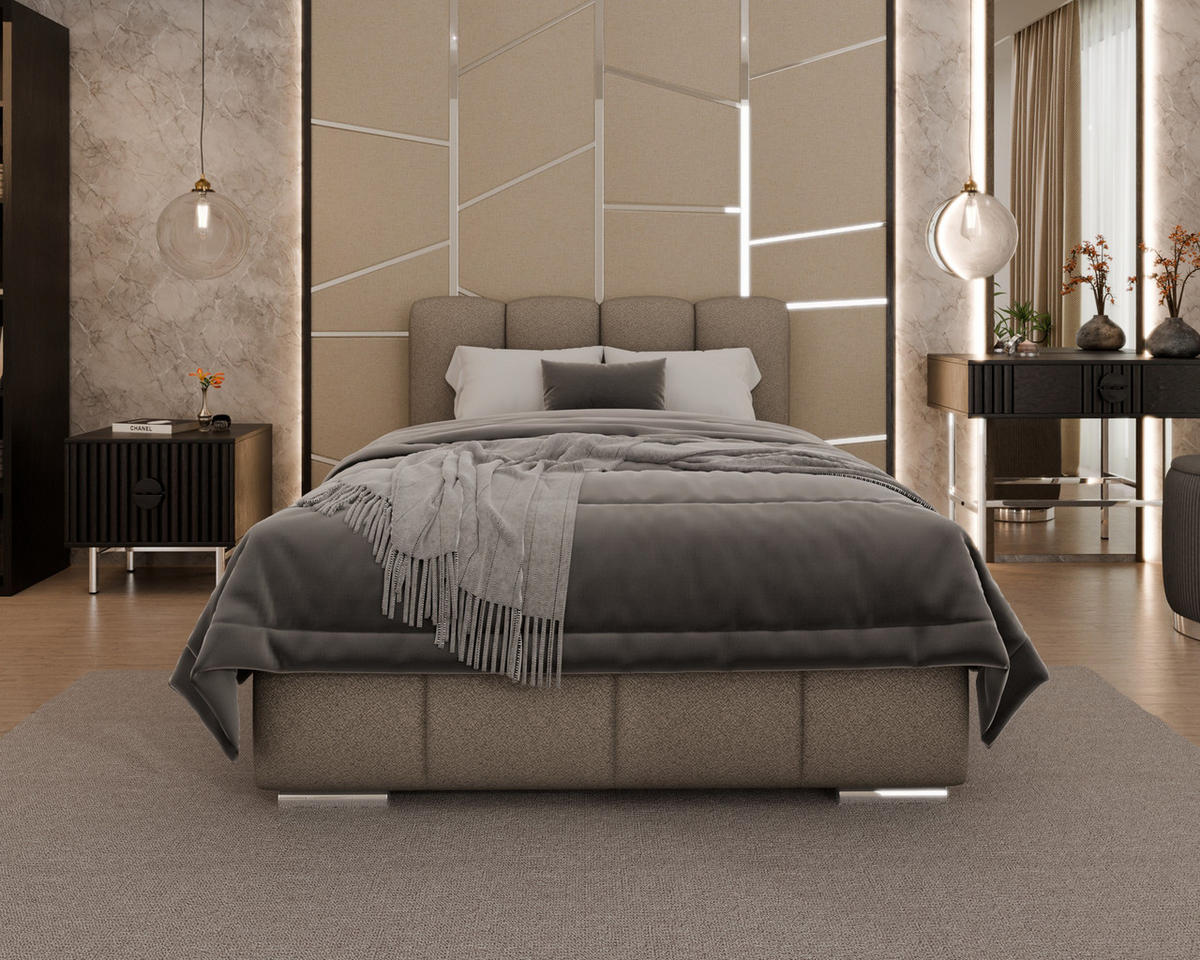 POLSTERBETT Zaira 120x200cm – Elegantes Polsterbett für modernen Wohnstil , ohne matratze, braun - Braun, Holz (90/200cm) - Homesy