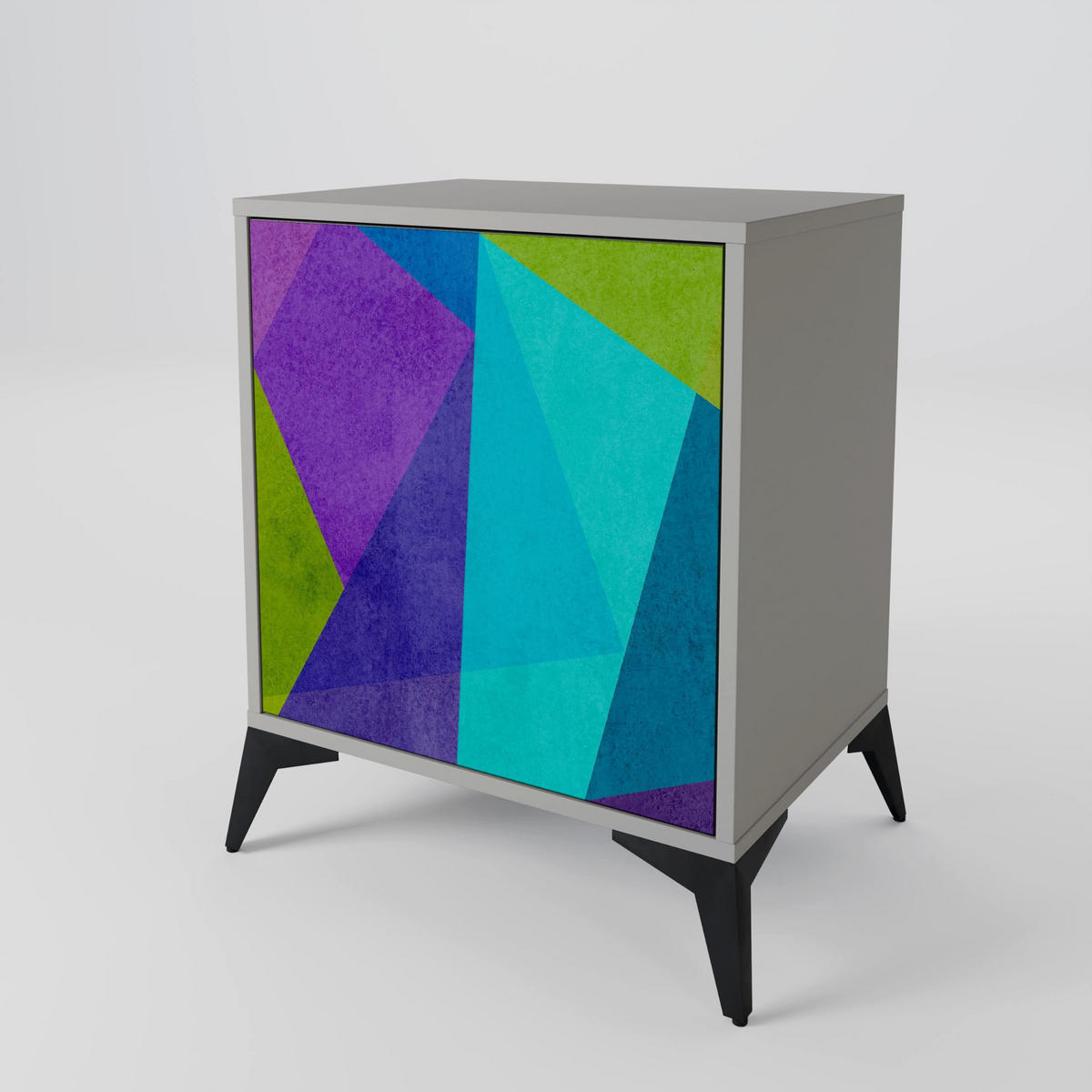 SIDEBOARD COLD SHOWCASE, Grau, 57,5x42x77,5 cm, Schräge Buchenholzfüße - Buchefarben/Multicolor, Holzwerkstoff/Buchenholz (57.5/77.5/42cm) - SpaceRebels