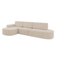 ECKSOFA mit Schlaffunktion Ottomane Links MARI L2-S 368X167X85 Beige Velours - Sandfarben/Schwarz, Holzwerkstoff/Kunststoff (368/167cm) - ALTDECOR
