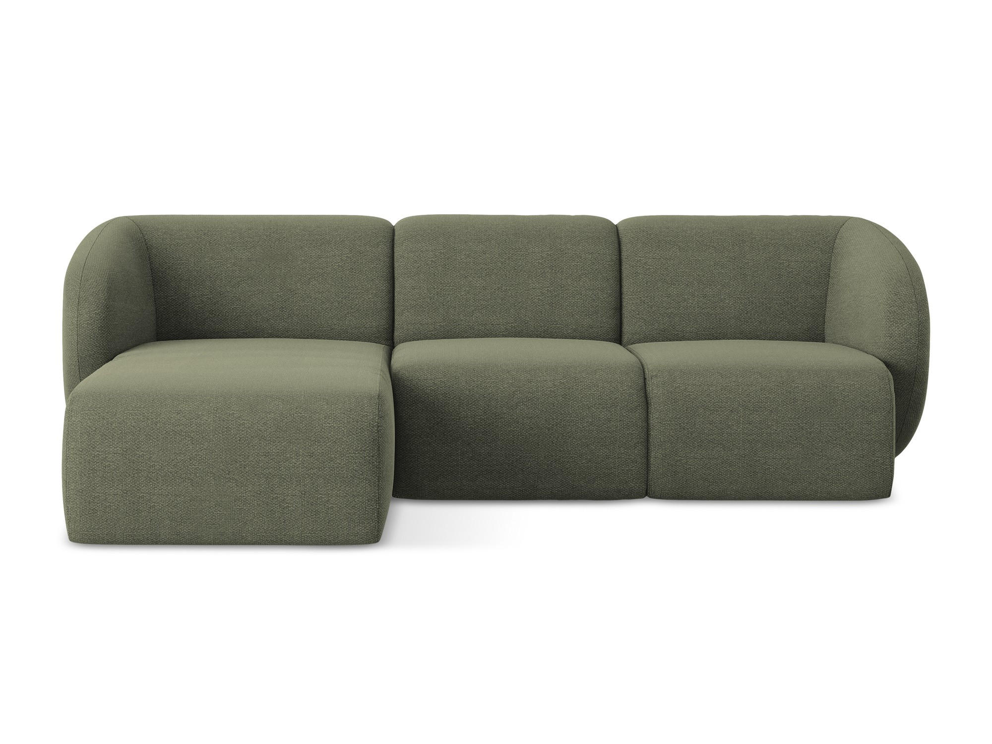 ECKSOFA Links Bouclé Stoff Grün - Schwarz/Olivgrün, Holzwerkstoff/Kunststoff (248/166cm) - Makamii