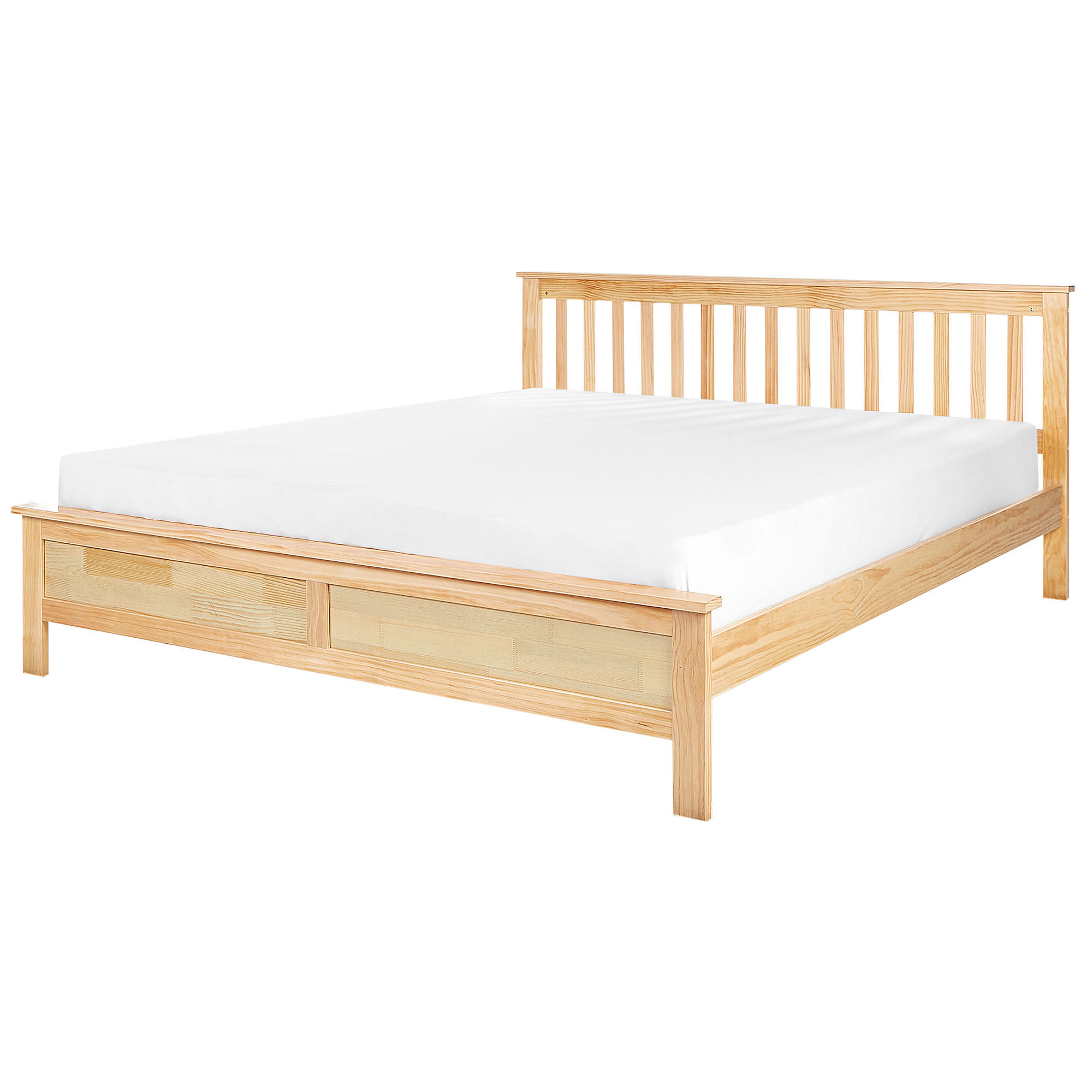 BETT mit Lattenrost 180x200 cm Heller Holzfarbton Mayenne - Hellbraun, Holz (180/200cm) - Beliani