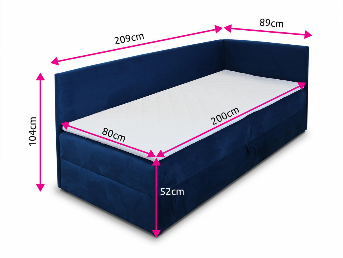 BOXBETT Flame - 80x200 - beige (Paros 02, Velvet - Paros) - Beige/Schwarz, Holz/Holzwerkstoff (80/200cm) - Sofnet