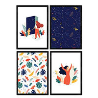 POSTER Set mit 4 Frau in der Dämmerung A4 Rahmenlos - Klar, Papier (29.7/3cm) - Nacnic