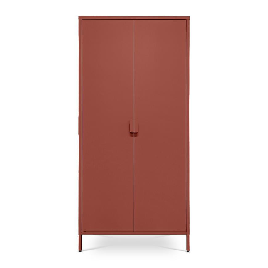 KLEIDERSCHRANK im Industrial-Design aus Metall H.170cm 2 Türen, 4 Ablagefächer, 2 Kleiderstangen Terrakotta - Thea - Terracotta, Metall (80/170/45cm) - Sicaan