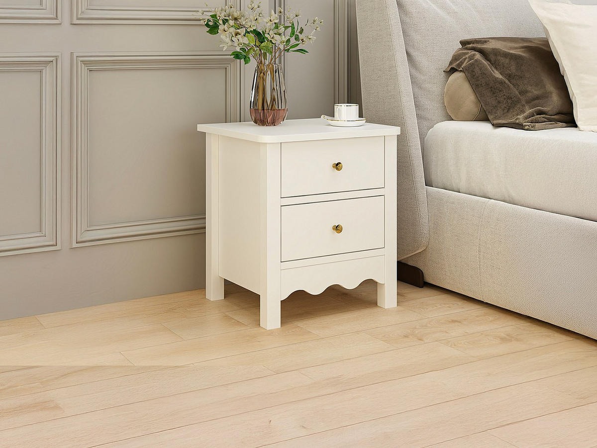 NACHTTISCH - 2 Schubladen - Weiß - ILIZANA - Weiß, Holz (45/50/40cm) - Vente-Unique