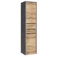 BADEZIMMERSCHRANK Florence mit 2 Türen Kastanien Eiche / Grau - 30 x 35 x 130 cm - Eichefarben/Grau, Holz (30/130/35cm) - Badplaats
