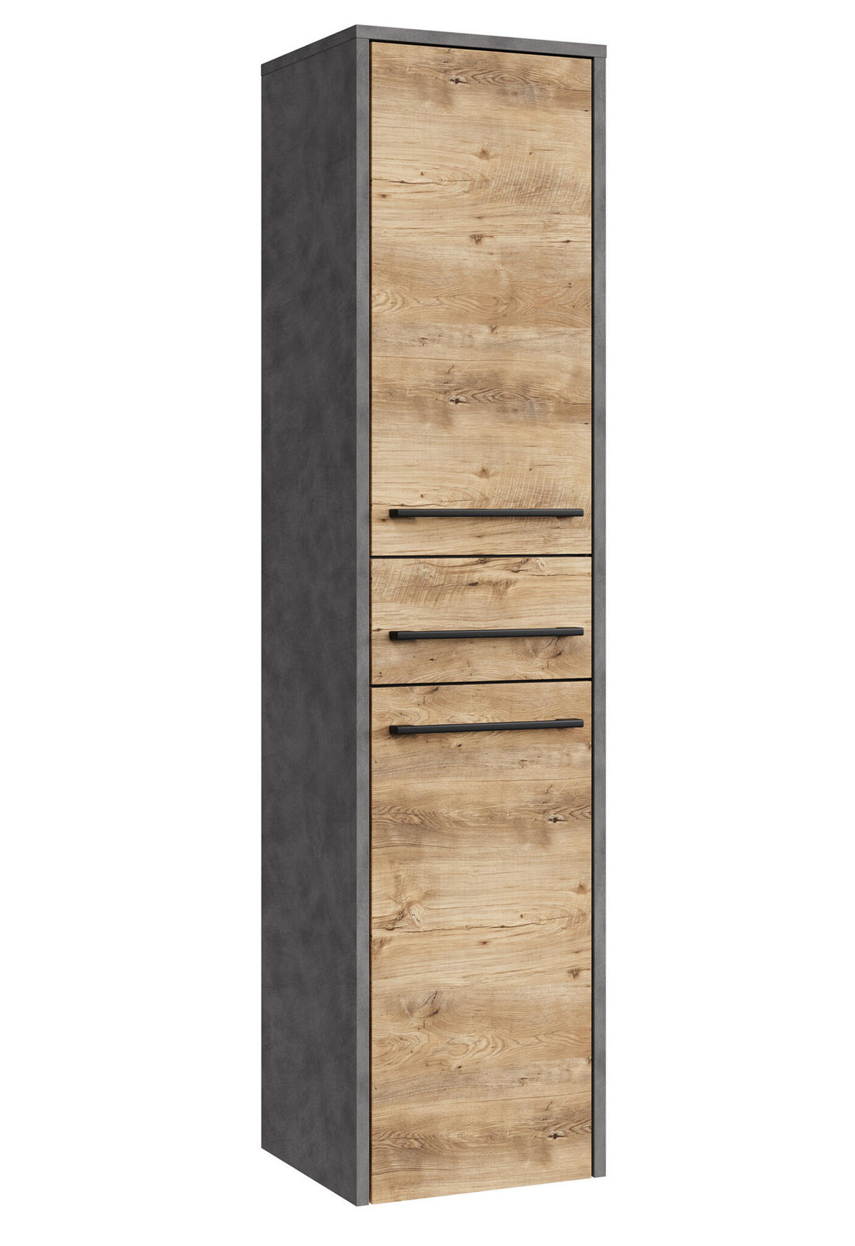 BADEZIMMERSCHRANK Florence mit 2 Türen Kastanien Eiche / Grau - 30 x 35 x 130 cm - Eichefarben/Grau, Holz (30/130/35cm) - Badplaats
