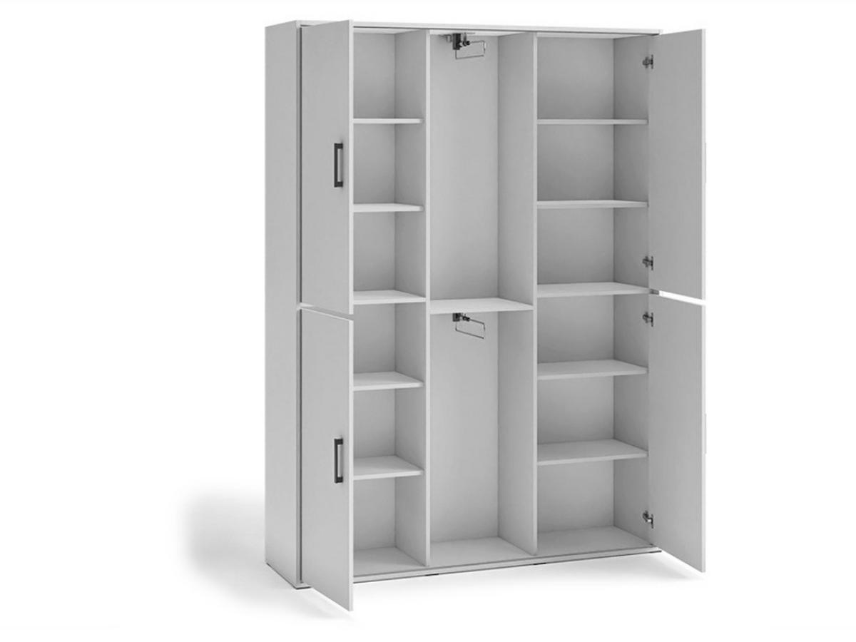 GARDEROBENSCHRANK Vanessa III 150 cm mit Spiegel, weiß - Weiß, Kunststoff (150/205/40cm) - Margaret Hadas24