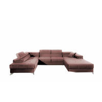 WOHNLANDSCHAFT mit Schlaffunktion und Bettkasten, Kronos-Stoff - Chromfarben/Rosa, Textil/Metall (345/90/202cm) - Eltap