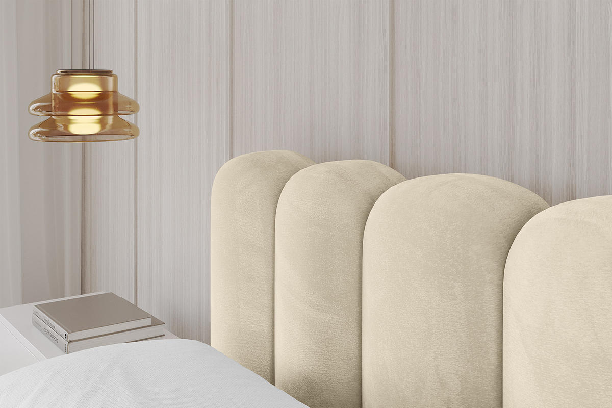 POLSTERBETT mit Bettkasten und Lattenrost, Boxbett ohne Matratze - SENA-v1 120x200 Beige - Beige, Holzwerkstoff/Textil (120/200cm) - ALTDECOR
