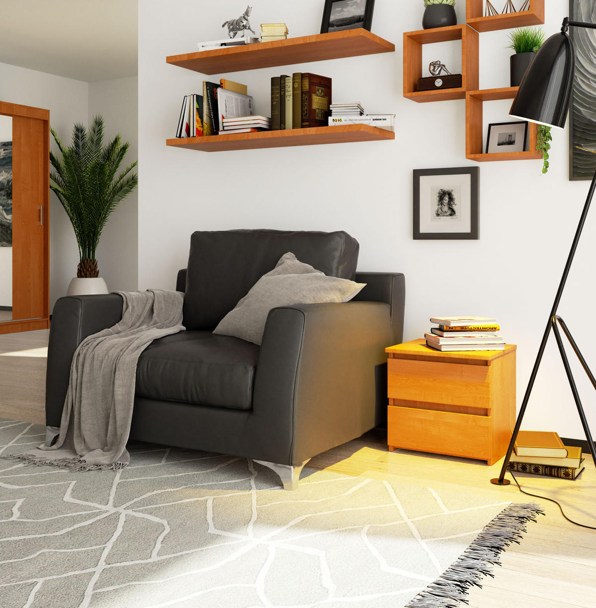 NACHTSCHRANK Erlefarben 40x35x40 cm - Erlefarben/Weiß, Holzwerkstoff (40/40/35cm) - Akord