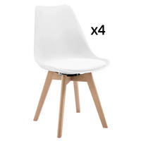 STUHL-SET DE-36197 4 Stück drehbar mit Kunstlederbezug Schwarz - Weiß, Holz (40.5/83/40.5cm) - ComfortXL