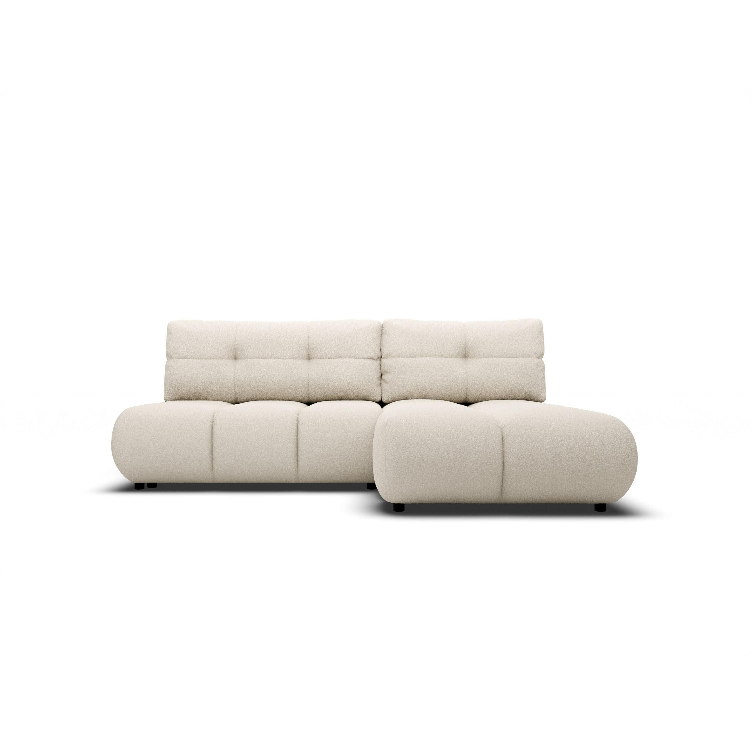 ECKSOFA CORSO R-S Beige Boucle-Stoff mit Schlaffunktion - Beige, Holz (230/177cm) - MASSENO