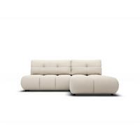ECKSOFA CORSO R-S Beige Boucle-Stoff mit Schlaffunktion - Beige, Holz (230/177cm) - MASSENO