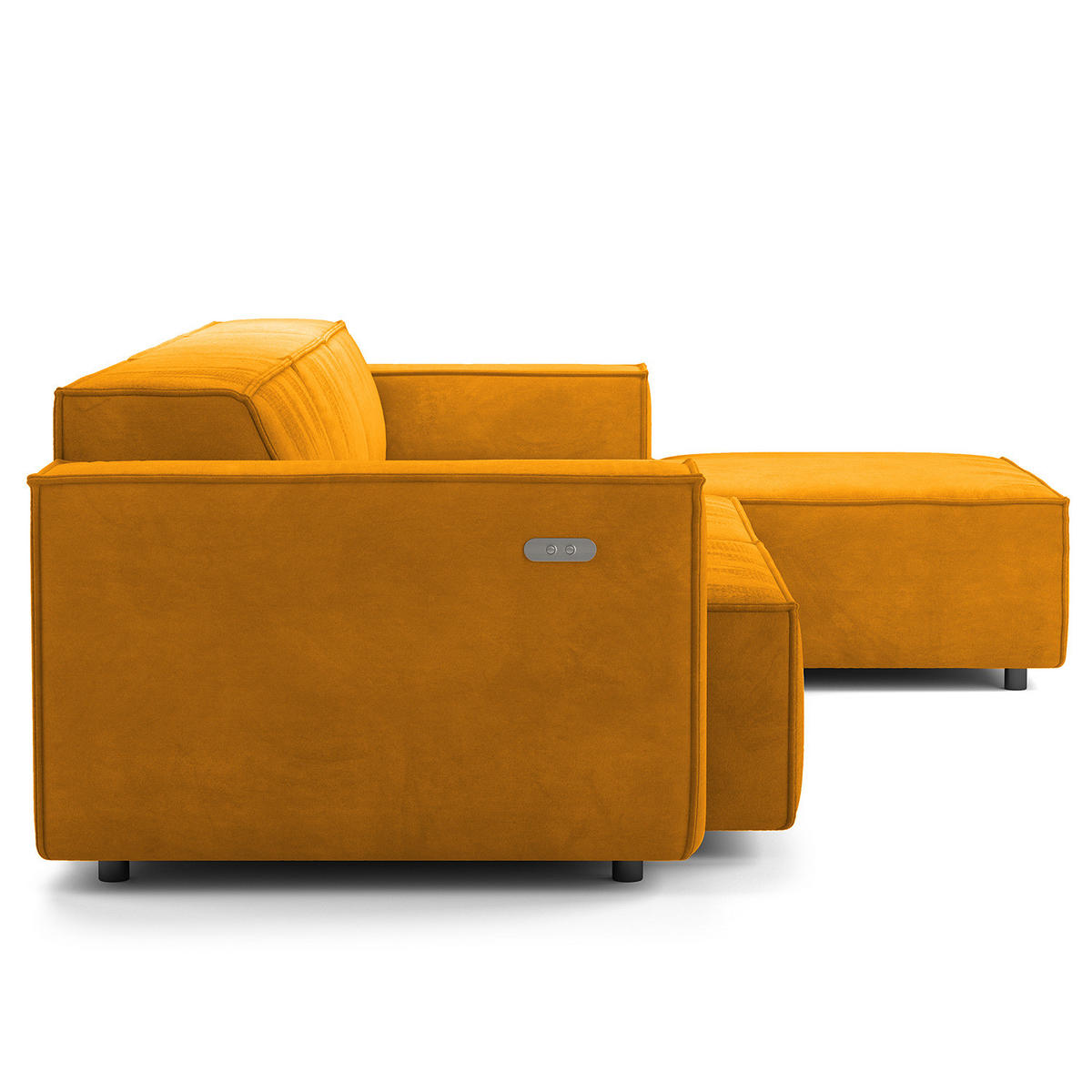 ECKSOFA mit Longchair - Gelb/Schwarz, Kunststoff/Textil (294/177cm) - home24