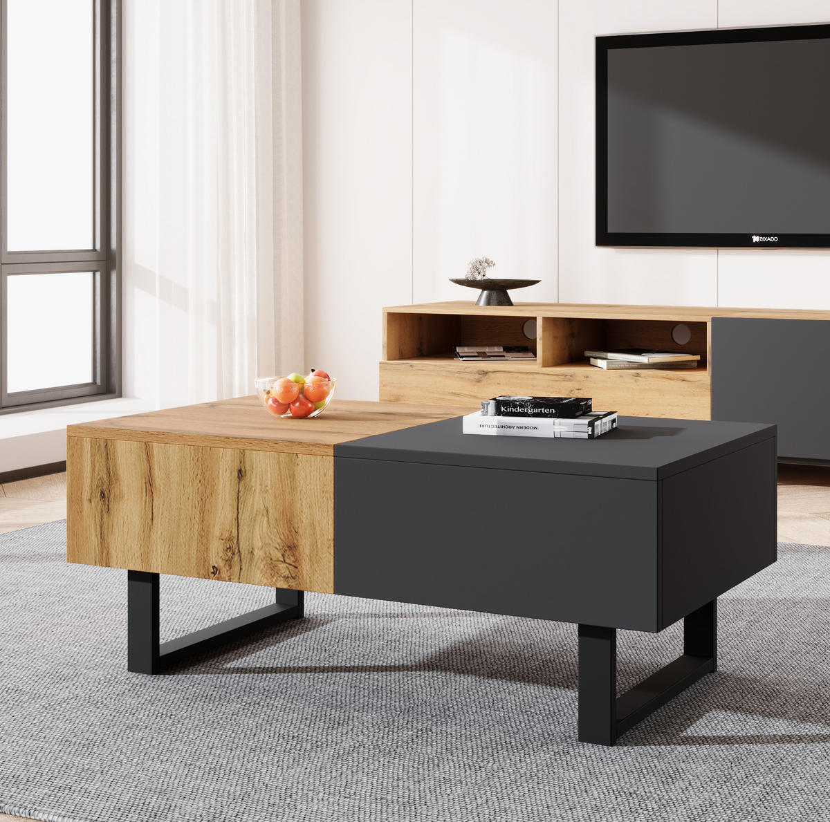 COUCHTISCH aus Spanplatte 100x40x55 cm in Natur mit Stauraum - Naturfarben, Holzwerkstoff (100/40/55cm) - Modfu