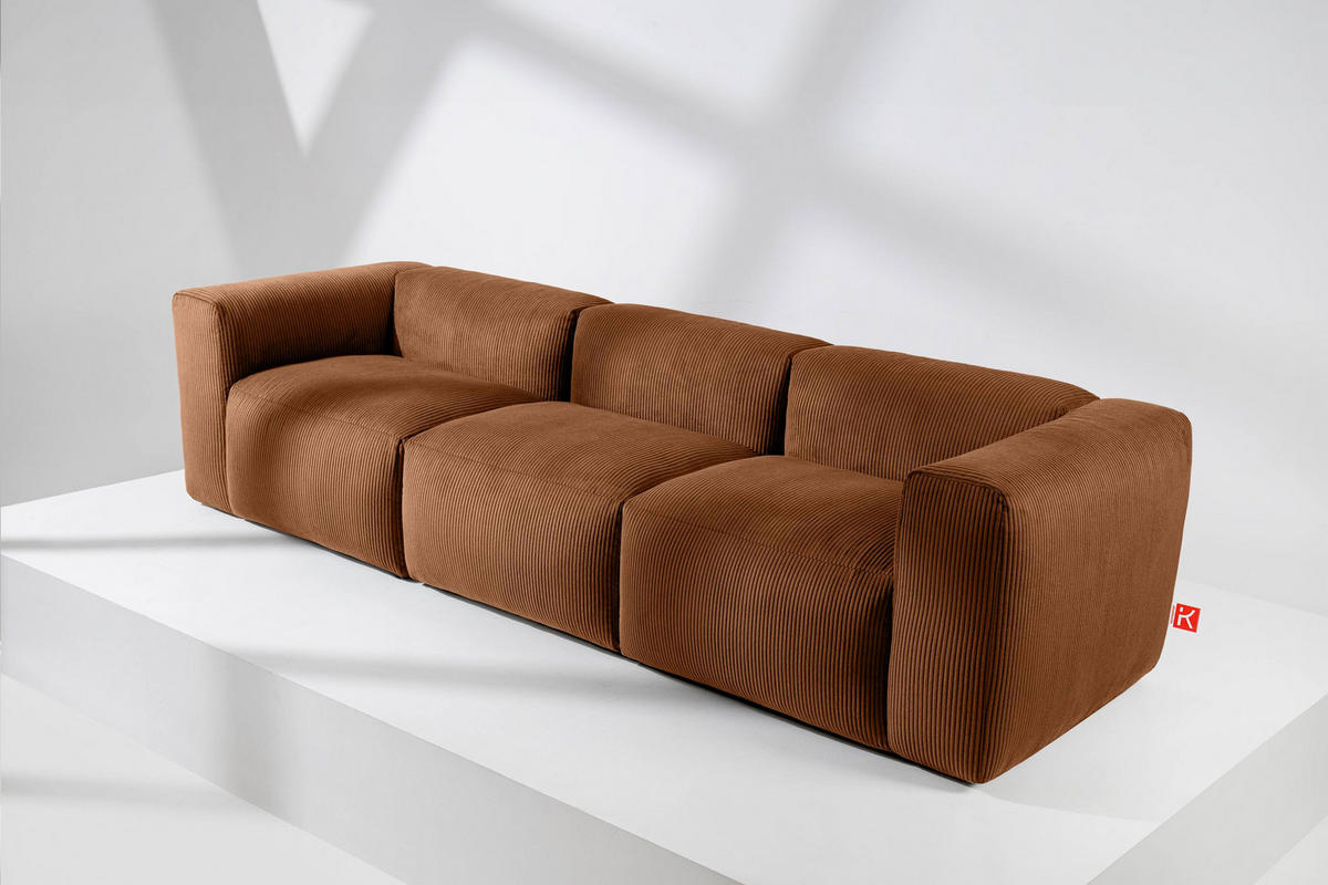 3-SITZER-MODULSOFA BUFFO mit extrem weicher und bequemer Sitzfläche, Kordstoff, ore - Orange, Textil (290/73/96cm) - KONSIMO®