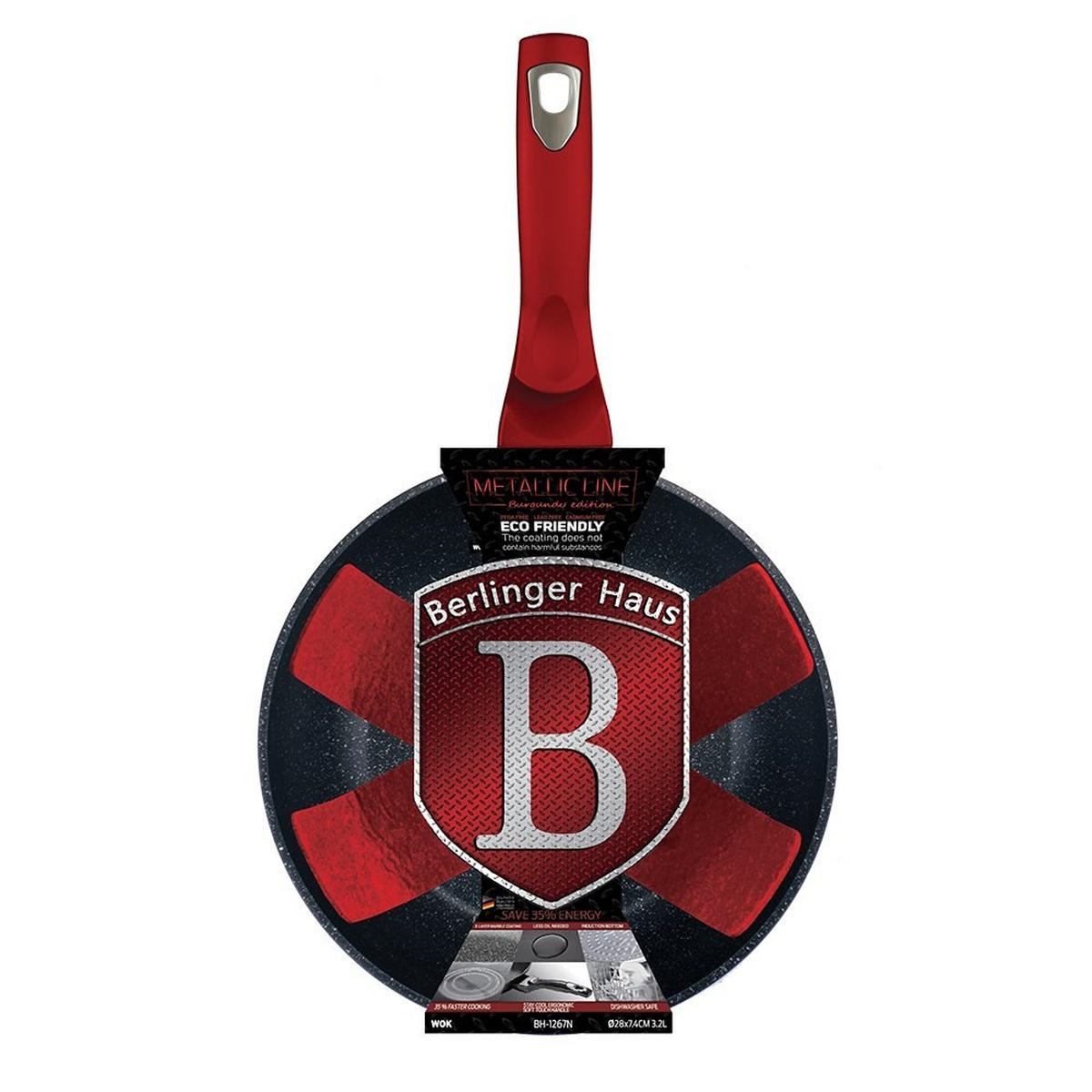 WOK Rot 28/28/9 cm BH1267N - Rot, Metall (28cm) - Berlinger Haus