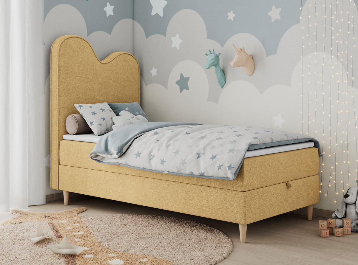 BOXBETT FLOW 90/180 Gelb Struktur - H3 - Gelb, Holz/Textil (90/180cm) - MKS